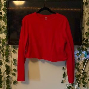 Red Athletic Works Cropped Long Sleeve Shirt - XL